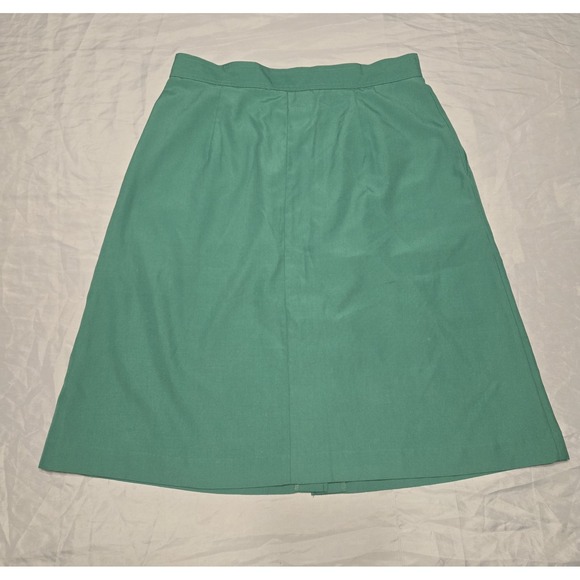 Vtg Lazarus True Green Button A-Line Skirt 18 Petite (30" Waist) Pockets Classic - Picture 7 of 8